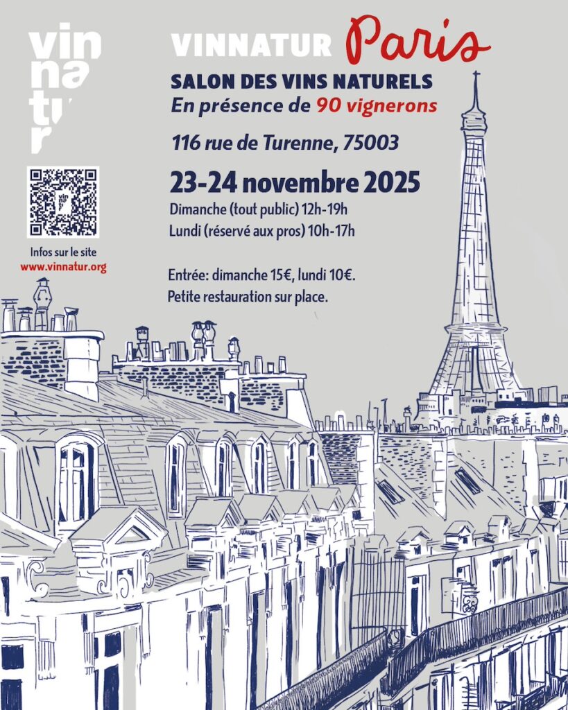 VinNatur Paris 2025, a gathering dedicated to natural wine, taking place on Sunday, November 23 and Monday, November 24.