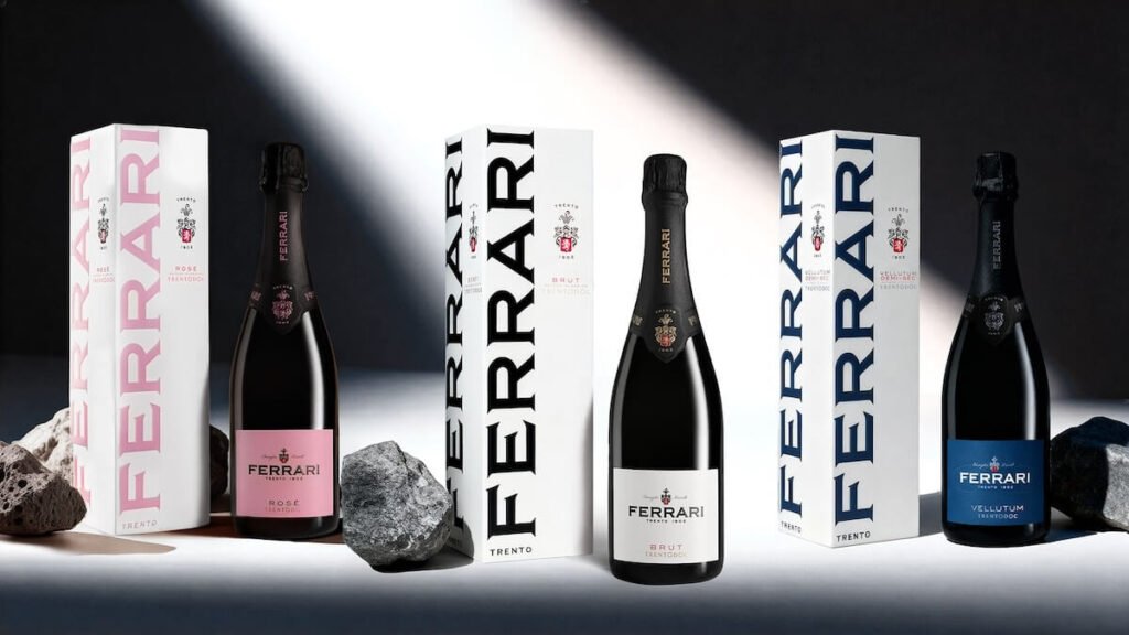 A makeover at Ferrari Trento. In the restyling of its Classic Line, Ferrari Brut Gets a New Look: Trentodoc World Champion of Blanc de Blancs