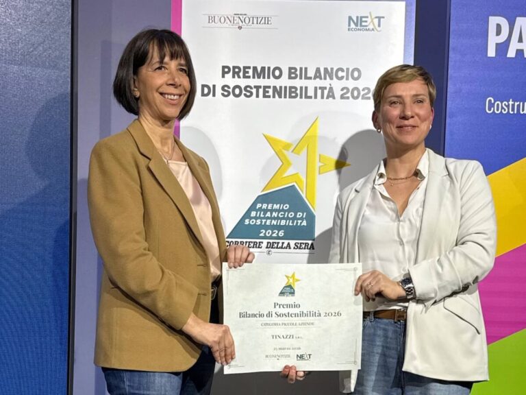 Tinazzi is awarded at the 2026 Sustainability Report Award for its ESG reporting in the small‑business category.