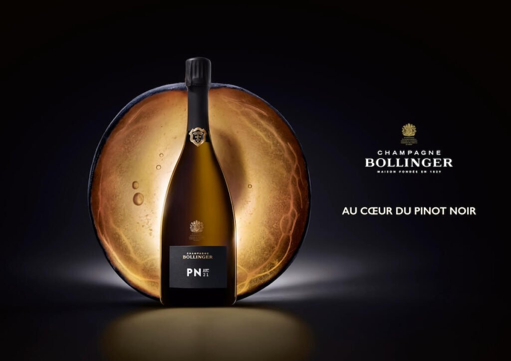 Bollinger presents PN AYC21: a 100% Pinot Noir Blanc de Noirs Champagne from Aÿ with 2021 as the base vintage and reserve wines.